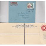 Basutoland 1961 - Aerogramme with 5c on 6d definitive to Brighton and unused 1961 registered (5