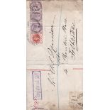 Great Britain 1895 - Envelope Registered 2d (boxed in purple and Oval 'R' No/O) Oxford Street and