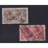 Great Britain 1918-19 2/6 SG 414 and 5/- rose-red SG 416 used Cat £180+