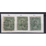 Canada 1859 - 12.1/2 cents, deep yellow-green SG39 and 12.1/2 cents pale yellow-green, SG40, fine