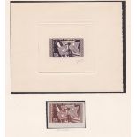 Togo 1957 200f Torch and Flags Sg 212 A sunken Die Proof in Purple signed P. Gandon with imperf