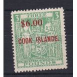 Cook Islands 1967 - Decimal currency surcharged 6 dollars, SG220 u/m mint £5 cat value £120
