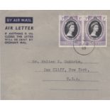 St. Helena 1953 (2 Jul) Coronation issue (2) on air Letter to USA