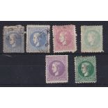 Serbia 1869-Definitives SG46 used, SG39b, 34c, 47, 36, mounted mint