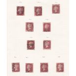 Great Britain - 1858 Penny Red Plates Fine used (11) between Plates 139 and 149. SDG Cat £100+.
