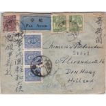 China-Airmail Tientsin to Chinese Ambassador, Den Haag, Holland, Tientsin and Shanghai date stamp,