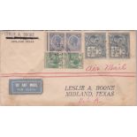 British Honduras 1930 - envelope air mail to Texas with 1c & 5c pair and AC (1922) pair an