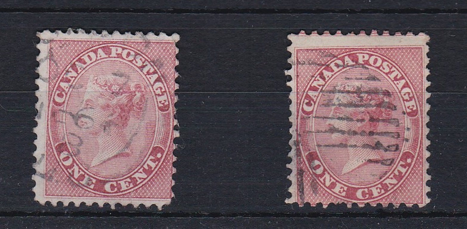 Canada 1859 - One cent pale rose (SG29) and one cent deep rose (SG30) both fine used