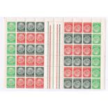 Germany 1937-Definitives sheet comprising 6xSG496Bb u/m booklet sheets in 3 se-tenant blocks, Michel