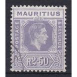 Mauritius 1938-3r.50c pale violet, SG261, very fine used