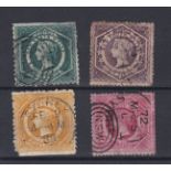 Australia (New South Wales) 1860-72 definitive SG162a,164,167c, 168 - used perf imperfection-cat