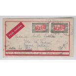 French Colonies Senegal 1937 airmail env Dakar to Paris with pair of 1Fr, 25c. A fine cover