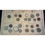 Belgium - Coinage of six reigns displayed on card Leopold I Boudewijn I includes 1950 100ft (