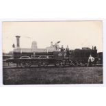 Postcard-Railway-Lancashire + Yorkshire Railway 0-6-0 699 Galatea, mid-Victorian loco, yard