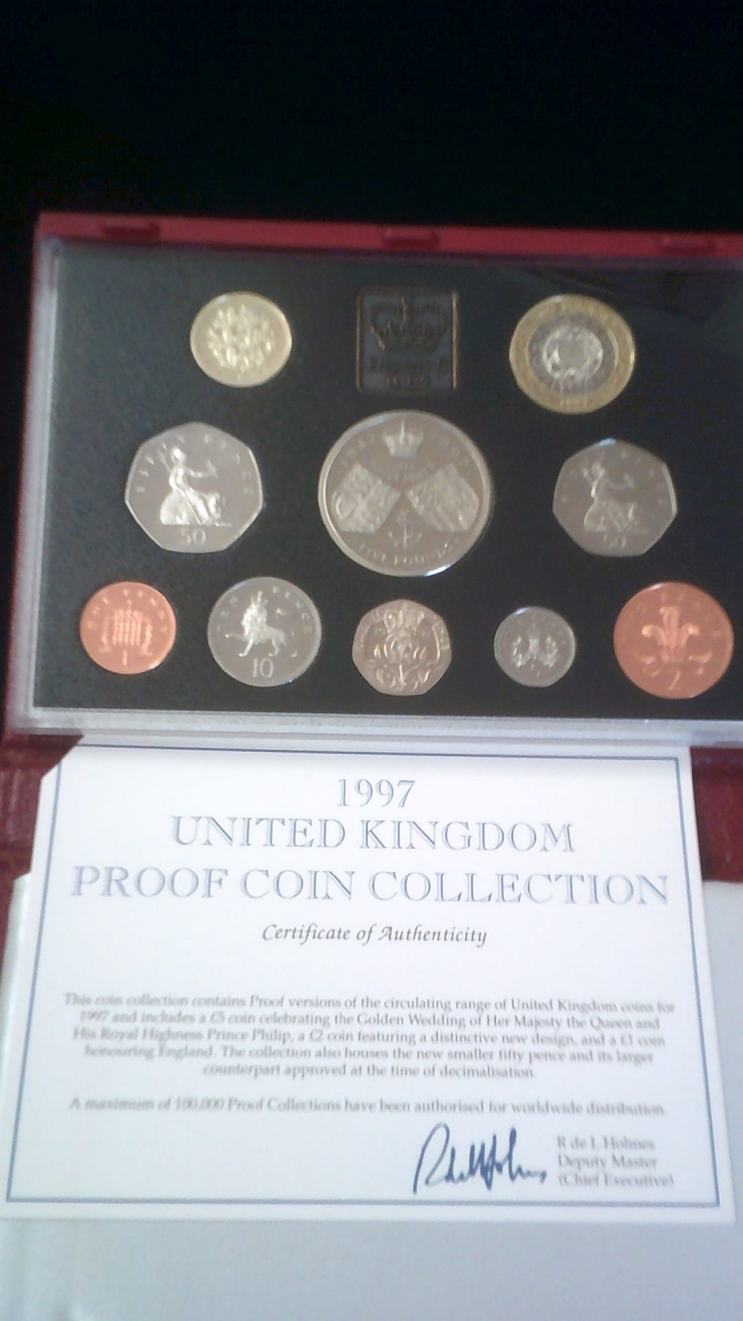 Great Britain 1997-Proof Deluxe Golden Wedding Set-(10) coins, boxed, Royal Mint case with