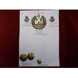 The Queen's Cameron Highlanders Cap Badge and Collar Badges (White-metal), lugs and three Buttons.