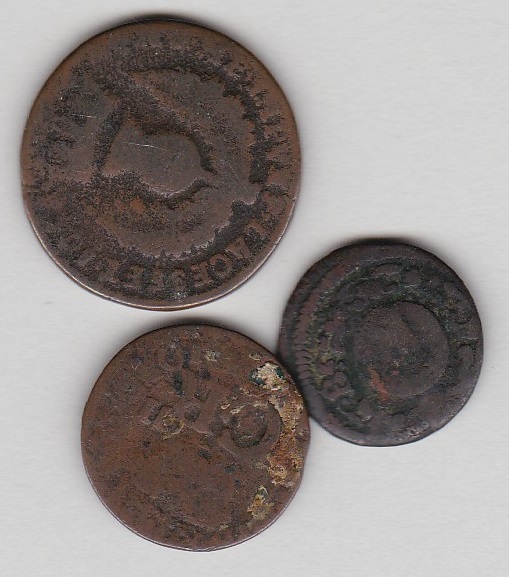 Scotland-Charles II 1677 copper Bawbee (6 pence) about fine for this issue; 1663 Turnes-Bodle (2