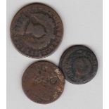 Scotland-Charles II 1677 copper Bawbee (6 pence) about fine for this issue; 1663 Turnes-Bodle (2