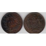 Sarawak 1882-cent,KM6 VF and 18 British North Borneo cent 1889HKM2 VF