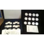 Silver Coins-Silver Proof World War II coins Isle of Man and other Islands, in two cases (25 with