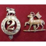 Queen's Royal West Surrey Glengarry 2nd Queen's and Forage Cap Badge. K&K: 428/1969