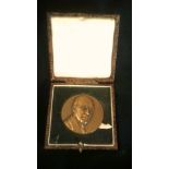 1960's Bronze Mole Memorial Medallion, given to R.A. Burden in original papier-mâché box.