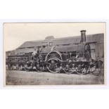 Postcard-Railway-Early Victorian 4-2-2 Tender Engine with outside location, RP postcard, by F