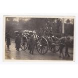 Military Postcard depicting the Funeral March of Soldier, coffin pulled by Horse and Cart draped