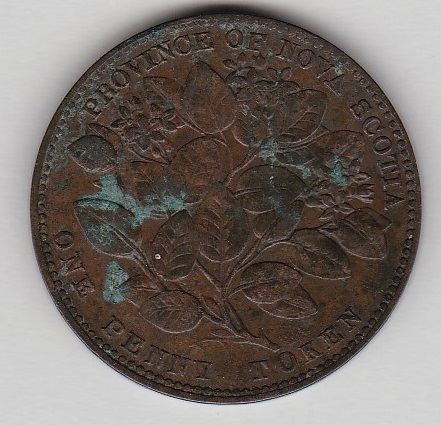 Canada (Nova Scotia) 1856 Victoria penny Token KM6 food VF