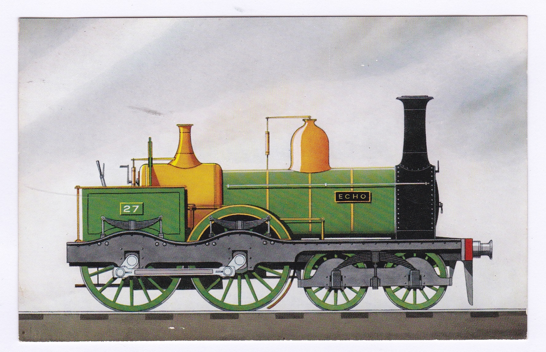 Postcard-Railway Robert Stephenson's 4-4-0 locomotive No.27 echo, built for the London Chatham +