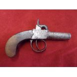 Percussion Muff Turn Off Pistol, carried in the mid 1800's Personal Protection. The barrel is marked