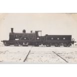 Postcard-Caledonian Railway 4-2-2 123, promo B/W photograph, a work location, now preserved at the