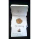 Great Britain 2011-William and Catherine Wedding Coin - .925 gold plated, Royal Mint box and