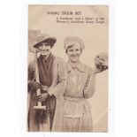 Military WWI Postcard - 'Doing their bit' A female Baker and a Gardener of the women's Auxiliary