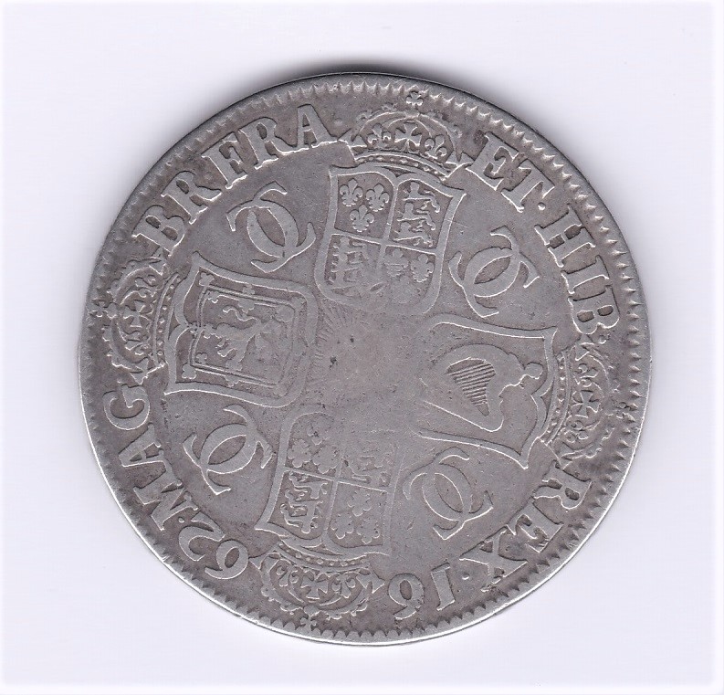 Great Britain-1662 Charles II Crown-Rose below bust, near fine, nicely toned S3350 - Image 2 of 2