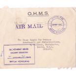 British Honduras 1963 - O.H.M.S envelope, Belize to London airmail L/S is purple, Official Paid