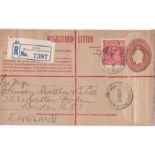 Australia 1932 - Reg Envelope to London, 5d + 2d printed label, 7397 Perth label