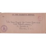 Gibraltar 1961 - O.H.M.S Official envelope to Crown Agent, Millbank, Gibraltar official paid