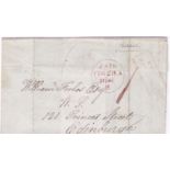 Scotland 1841 - EL Dalrey to Edinburgh, red PAID and m/s '1', fine '4' boxed on reverse (A+H 540)