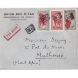 French Colonies Madagascar 1939 env Airmail Ampandranava to Germany, boxed 'BM' cancels.