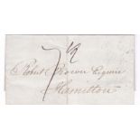 Postal History 1822 EL-Ayr-Hamilton XXX Glasgow Receiving cancel in black & Ayr unframed mileage