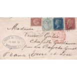 Great Britain used Abroad 1876 Env Mayaguez (Porto Rico) to France, scarce mixed Franking (1/3 1/