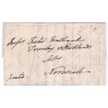 Leicestershire 1841 Red Paid Leicester, Leicester to Norwich Backstamp in Black