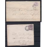 Great Britain 1868 1d red cover, 1894 1 Lilac cover and 1883 2 1/2d lilac cover with London Hooded