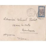 French Colonies Madagascar 1927 Env Tanan to Toulouse, 50c adhesives