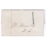 Postal History 1824 EL - Edinburgh (Local) Red inframed circular XXX also hand stamped '1'