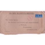 Malta 1962-O.H.M.S official envelope, Airmail to Crown Agents, Millbank, General Post Office/Paid/