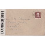 Ireland - WWII - 1944 env censored (Examiner 5891) 'Na Riogh' cds to Sussex clean cover roughly