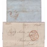 London 1845 - London 1d Paid EL Chief Office/1d Paid in green, WL510; Holborn Bars/2d Paid 1844