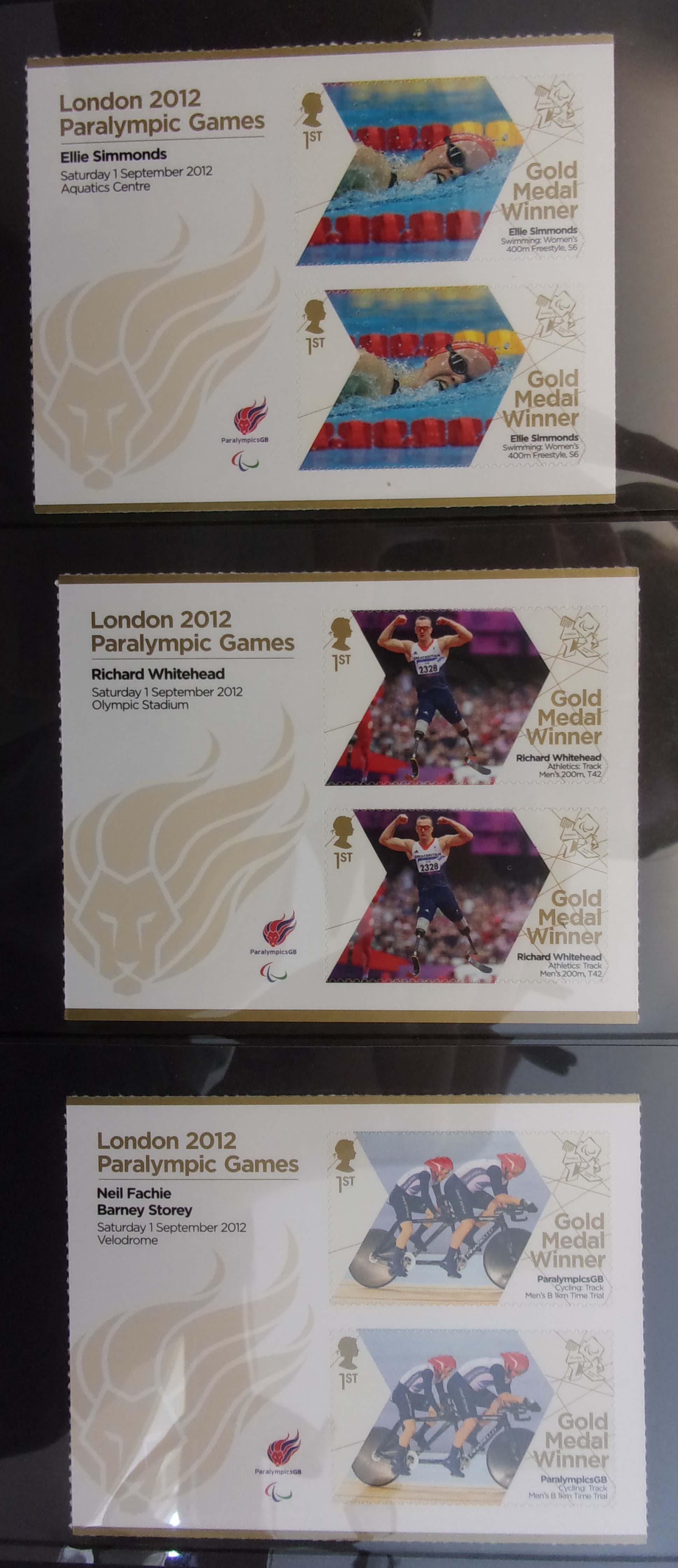 Great Britain 2012 - Paraolympic Gold medal Winners - a set of (34) mint sheetlets, SG3372a/3405a